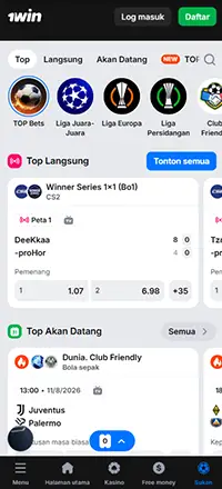 An overview of the 1win sports betting interface.