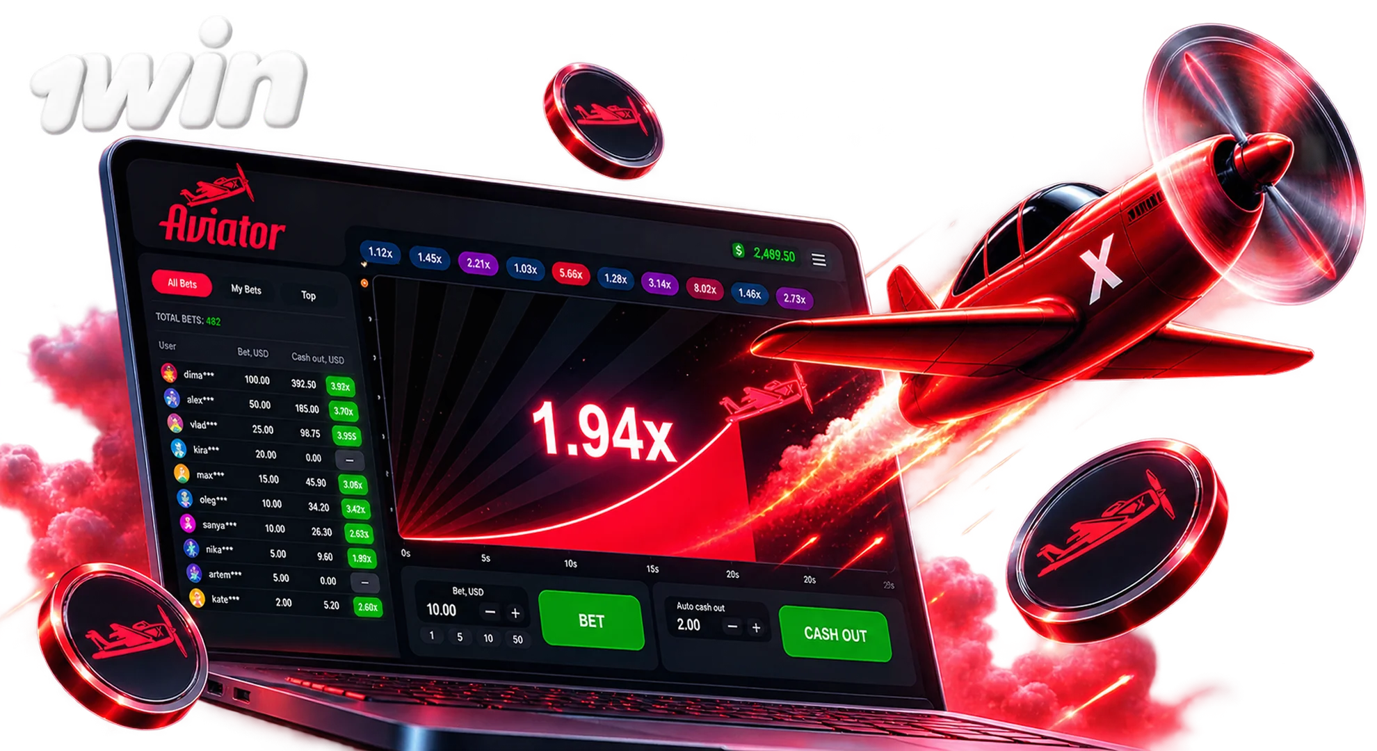 Play Aviator at 1win Casino.